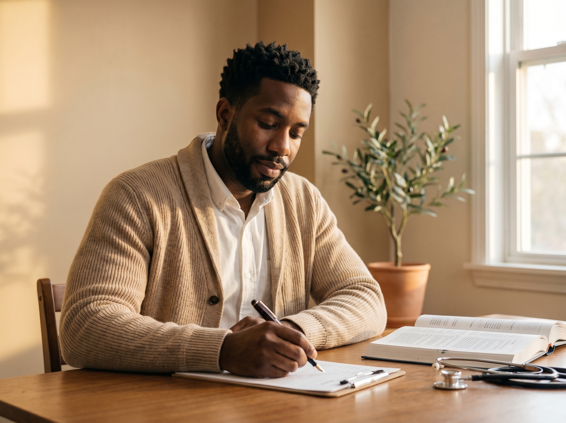 Dr. Booker at his desk